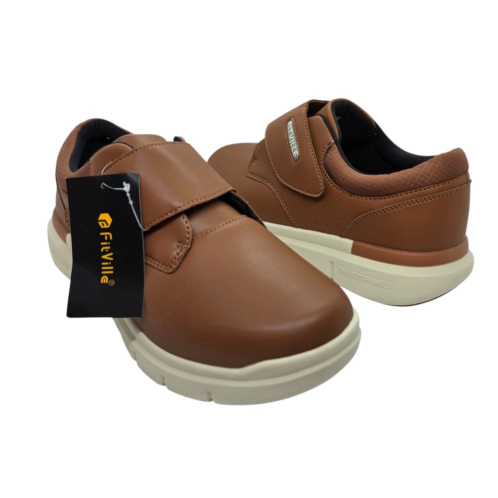 FitVille Mens EasyTop Comfort Shoes V2 Brown 10.5 Extra Wide JB-ETDCV420240323M‎